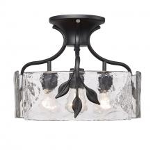  3160-SF NB-HWG - Calla 3 Light Semi-Flush in Natural Black with Hammered Water Glass Shade